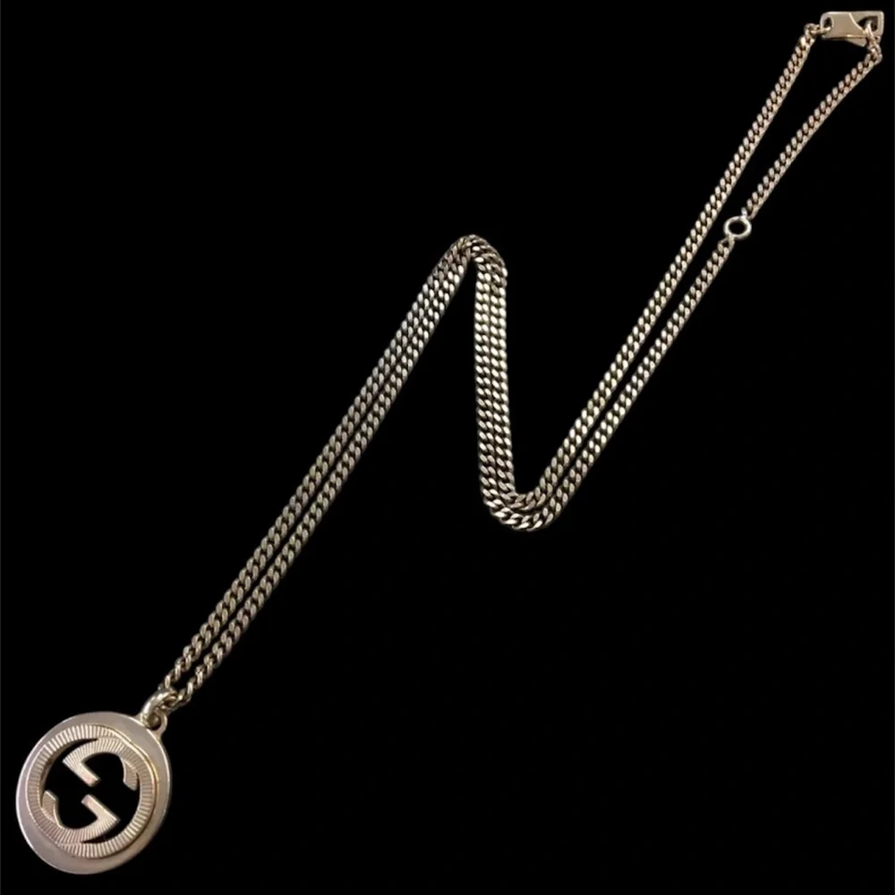 Authentic GUCCI Interlocking G Silver 925 Pendant Necklace